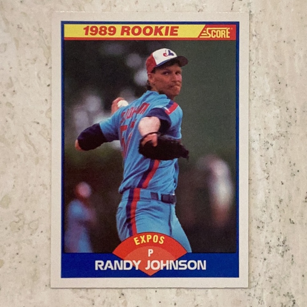 Randy Johnson Rookie Baseball Card P 645 MLB 1989 Score 89 Montreal Expos
